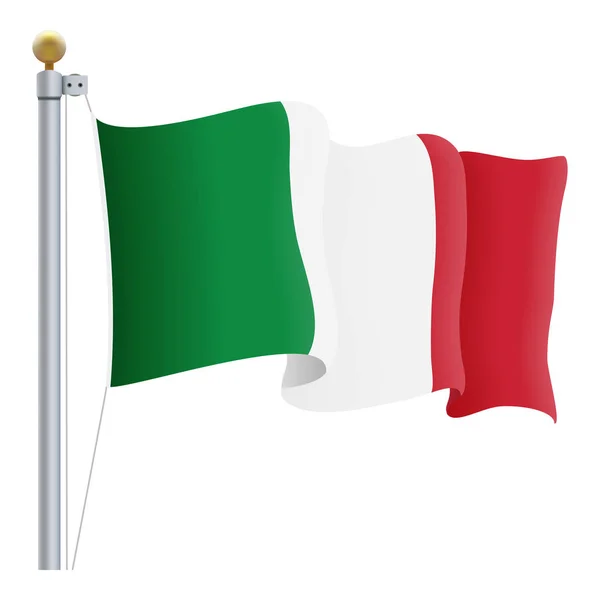 Acenando bandeira da Itália isolado em um fundo branco. Ilustração vetorial . — Vetor de Stock