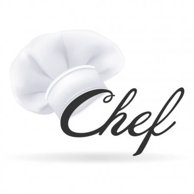 Fotogerçekçi Modern beyaz Chef şapka. Beyaz bir arka plan üzerinde izole aşçılar şapka. Vektör çizim.
