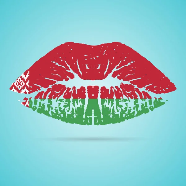 Belarus Flag Lipstick On The Lips Isolado em um fundo branco. Ilustração vetorial . —  Vetores de Stock