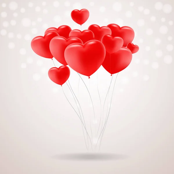 Balões festivos vermelhos em forma de coração isolado em um fundo. Ilustração vetorial . —  Vetores de Stock