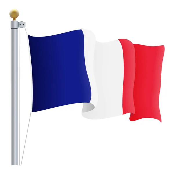 手を振るフランス旗は、白い背景で隔離。ベクトル図. — ストックベクタ