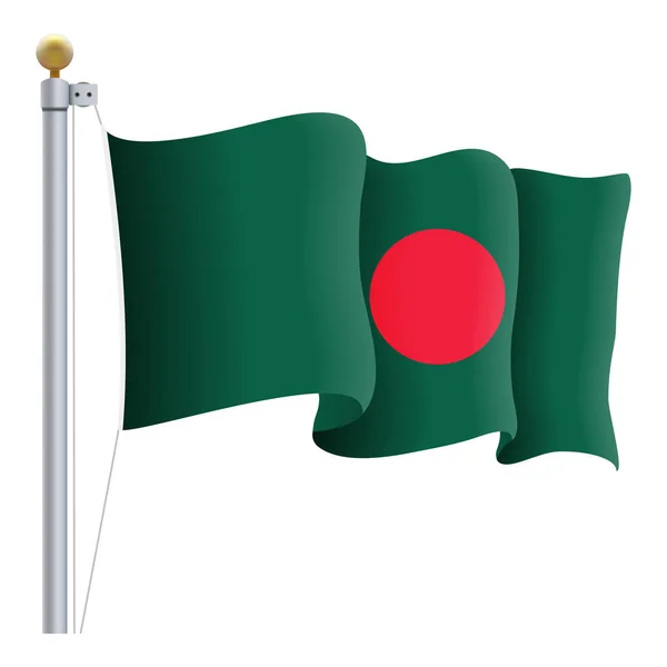 Viftar Bangladesh flagga isolerad på en vit bakgrund. Vektorillustration — Stock vektor