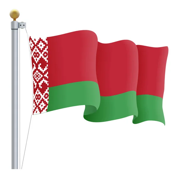 Sventolando la bandiera bielorussa isolata su sfondo bianco. Illustrazione vettoriale . — Vettoriale Stock