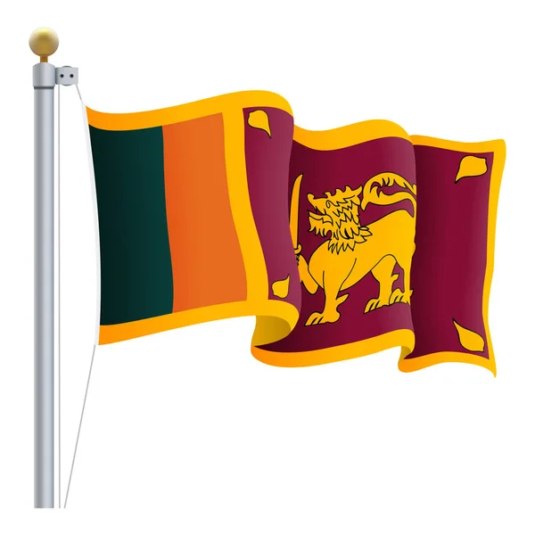Ondeando la bandera de Sri Lanka aislada sobre un fondo blanco. Ilustración vectorial . — Archivo Imágenes Vectoriales