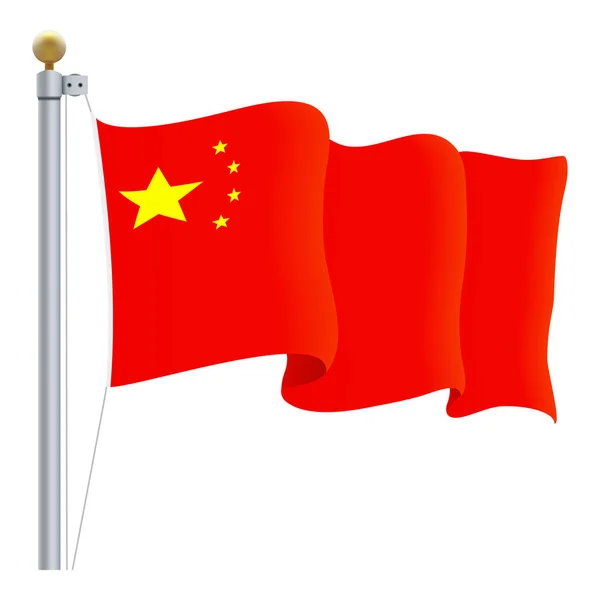 Brandissant le drapeau de la Chine isolé sur fond blanc. Illustration vectorielle. — Image vectorielle