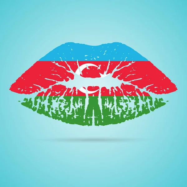 Azerbajdzjan flagga läppstift på läpparna isolerad på en vit bakgrund. Vektorillustration. — Stock vektor