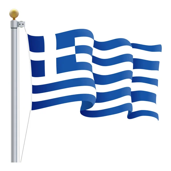 白い背景に分離されたギリシャの国旗を振っています。ベクトル図 — ストックベクタ