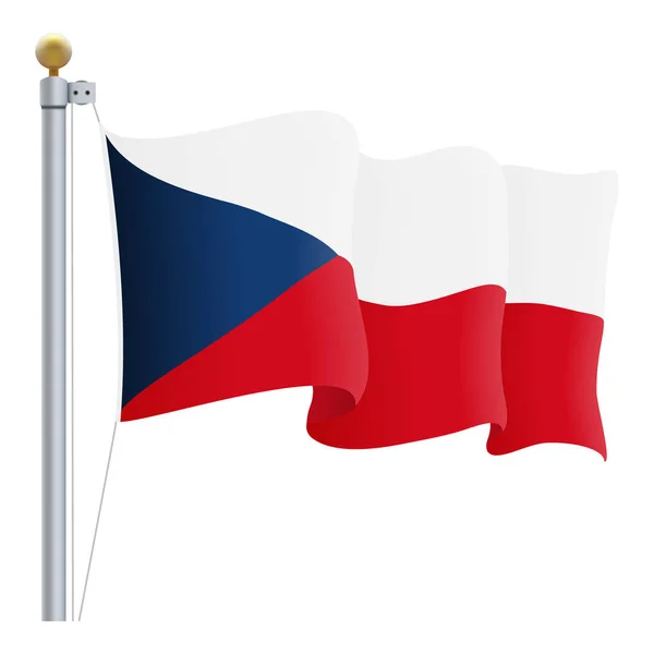 Die Flagge der Tschechischen Republik weht isoliert auf weißem Hintergrund. Vektorillustration — Stockvektor