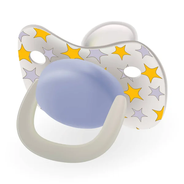 Blue Orthodontic Baby s Dummy. Child Pacifier Or Nipple With Stars Isolated On A White Background. Vector Illustration. — Stock Vector