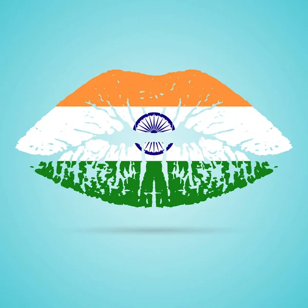 Indie vlajky rtěnka na rtech izolovaných na bílém pozadí. Vektorové ilustrace. — Stockový vektor