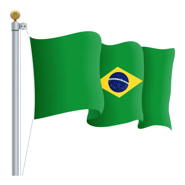 ブラジルの旗を振って白い背景上に分離。ベクトル図. — ストックベクタ