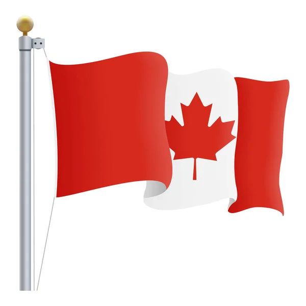 Κουνώντας τη σημαία του Καναδά που απομονώνονται σε λευκό φόντο. Εικονογράφηση διάνυσμα. — Διανυσματικό Αρχείο