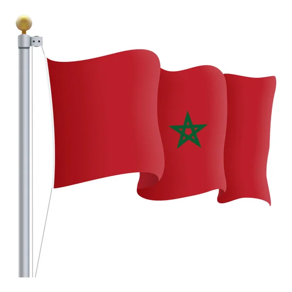 Macha flagą Maroko na białym tle na białym tle. Ilustracja wektorowa. — Wektor stockowy