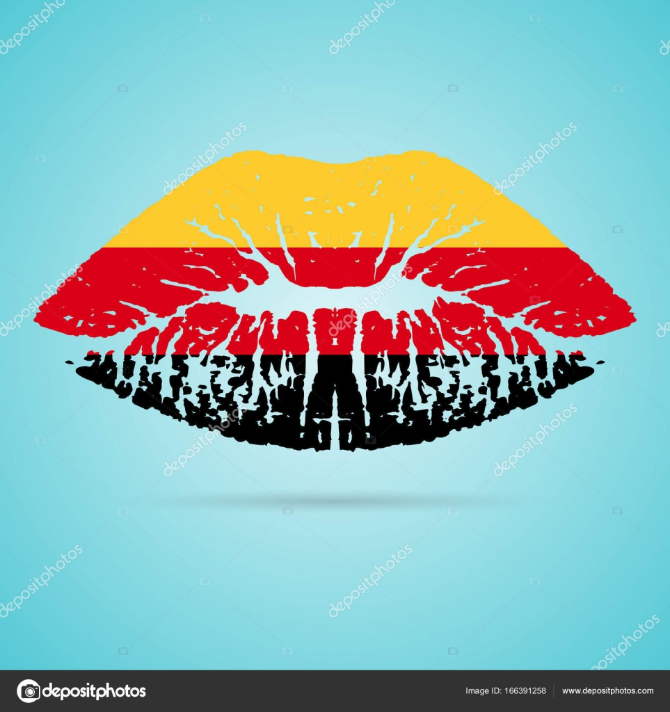 白い背景で隔離の唇にドイツ国旗口紅 ベクトル図 ストックベクター C Nbargan Mail Ru