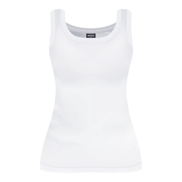 Kvinnor s Vit kortärmad T-Shirt designmallar isolerad på en vit bakgrund. Vektorillustration. — Stock vektor