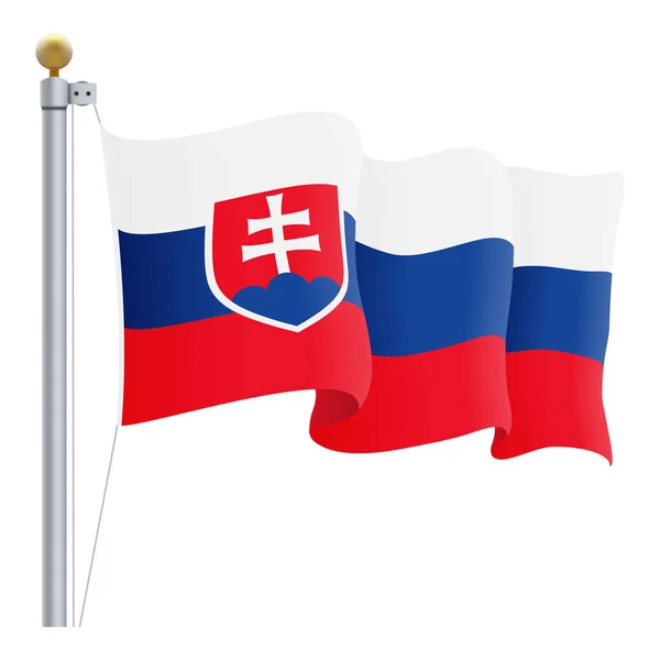 Ondeando la bandera de Eslovaquia aislada sobre un fondo blanco. Ilustración vectorial . — Archivo Imágenes Vectoriales