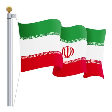 Beyaz bir arka plan üzerinde izole Iran bayrağı sallayarak. Vektör çizim.