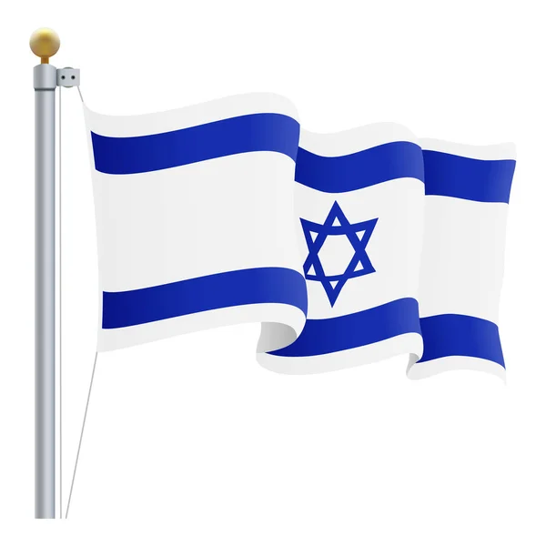 Wapperende vlag in Israël geïsoleerd op een witte achtergrond. Vectorillustratie. — Stockvector