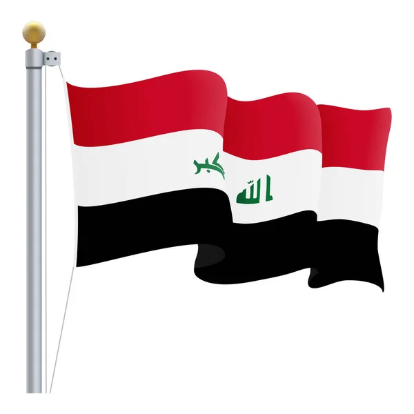 Waving Flag d’Irak isolé sur fond blanc. Illustration vectorielle. — Image vectorielle