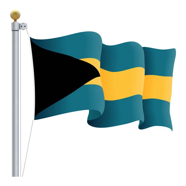 Ondeando la bandera de Bahamas aislada sobre un fondo blanco. Ilustración vectorial . — Archivo Imágenes Vectoriales