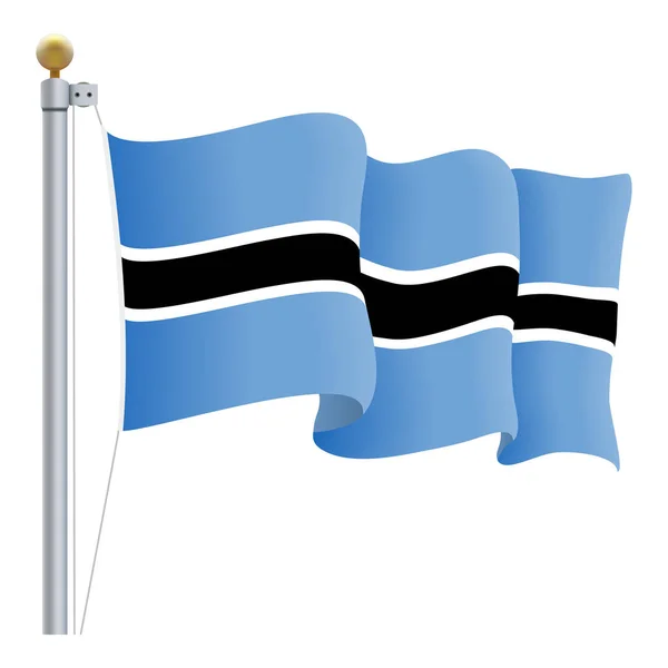 Ondeando la bandera de Botswana aislada sobre un fondo blanco. Ilustración vectorial . — Archivo Imágenes Vectoriales