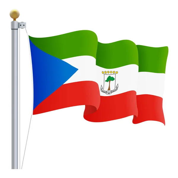 Ondeando bandera de Guinea Ecuatorial aislada sobre un fondo blanco. Ilustración vectorial . — Archivo Imágenes Vectoriales