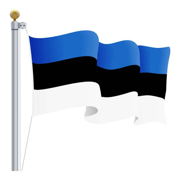 Ondeando la bandera de Estonia aislada sobre un fondo blanco. Ilustración vectorial . — Archivo Imágenes Vectoriales