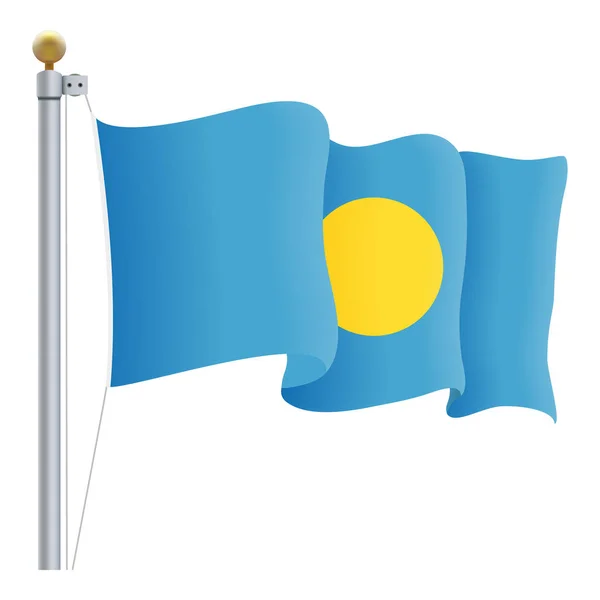 Hullámzó Palau zászlaja elszigetelt fehér Background. Vektoros illusztráció. — Stock Vector