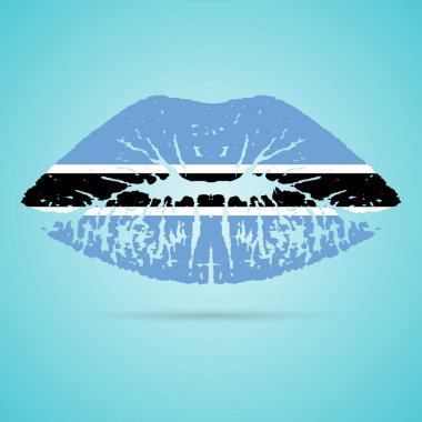 Botsvana bayrağı ruj beyaz bir arka plan üzerinde izole dudaklarında. Vektör çizim.