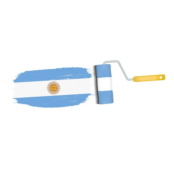 흰색 배경에 고립 된 아르헨티나 국기와 브러쉬 선. 벡터 일러스트 레이 션. — 스톡 벡터