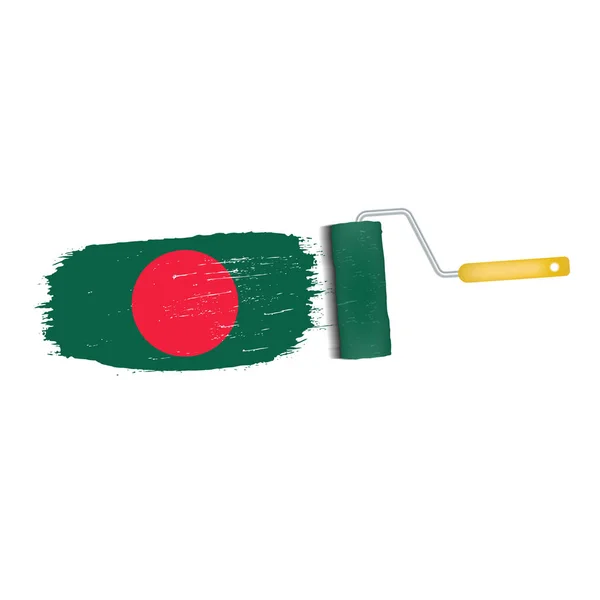 Pincelada con bandera nacional de Bangladesh aislada sobre un fondo blanco. Ilustración vectorial . — Vector de stock