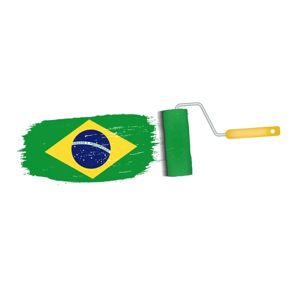 ブラジル国旗の白地に分離されたブラシ ストローク。ベクトル図. — ストックベクタ