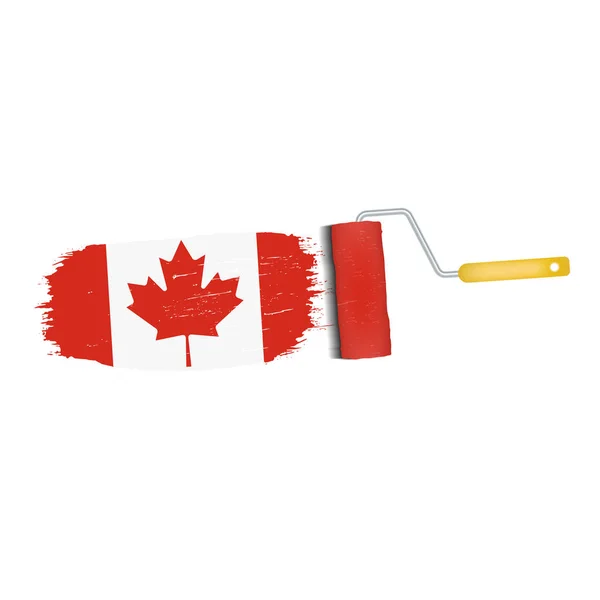 Pennellata con bandiera nazionale canadese isolata su sfondo bianco. Illustrazione vettoriale . — Vettoriale Stock