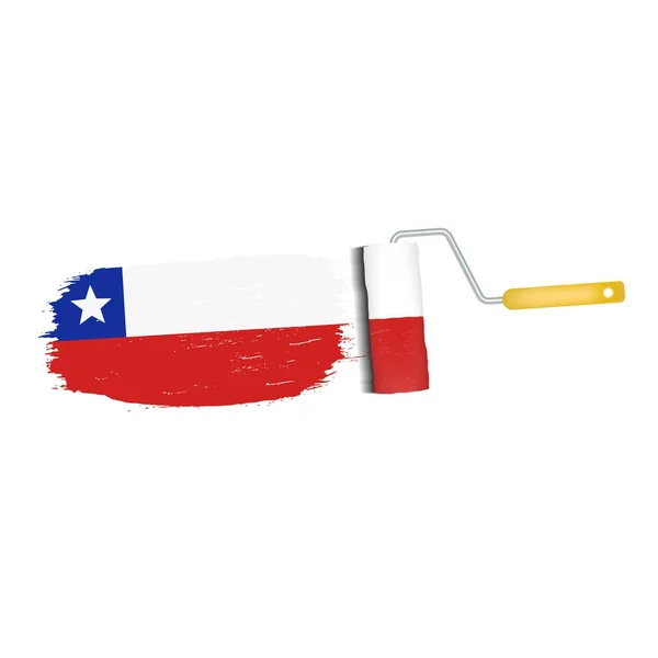 Pennellata con bandiera nazionale cilena isolata su sfondo bianco. Illustrazione vettoriale . — Vettoriale Stock