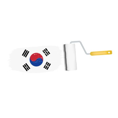 Fırça darbesi ile Güney Kore ulusal bayrak beyaz bir arka plan üzerinde izole. Vektör çizim.