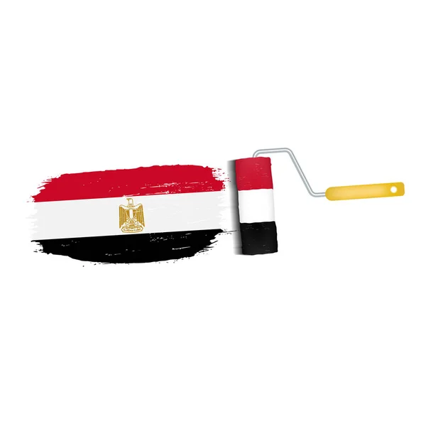 Pennello con bandiera nazionale egiziana isolato su uno sfondo bianco. Illustrazione vettoriale . — Vettoriale Stock