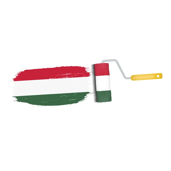 Brush Stroke With Hungary National Flag Isolated On A White Background. Vector Illustration. — Stock Vector