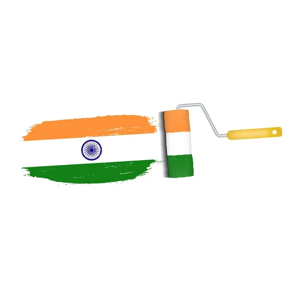 인도 국기는 흰색 바탕에 고립 된 브러쉬 선. 벡터 일러스트 레이 션. — 스톡 벡터