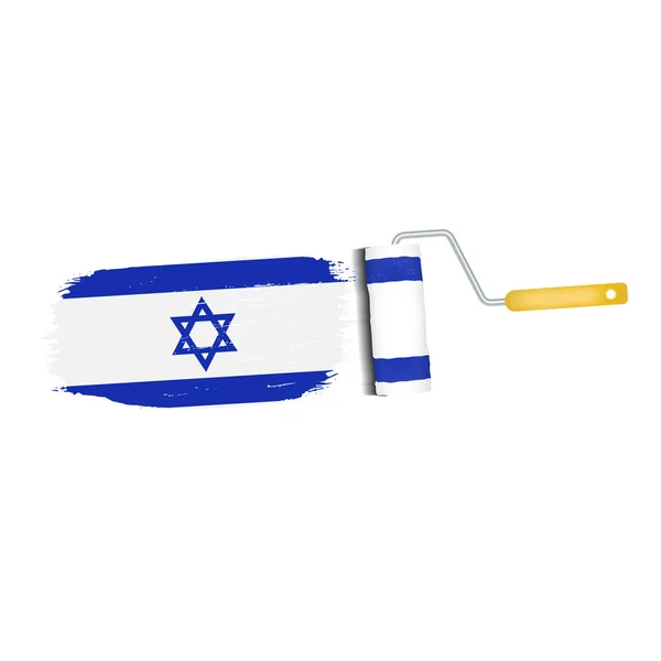 Pincel com bandeira nacional de Israel isolado em um fundo branco. Ilustração vetorial . — Vetor de Stock