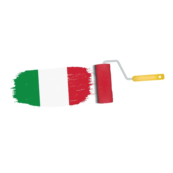 Coup de pinceau avec drapeau national italien isolé sur un fond blanc. Illustration vectorielle . — Image vectorielle