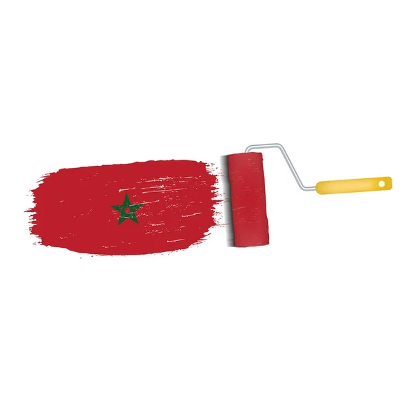 Penseldrag med Marocko flagga isolerad på en vit bakgrund. Vektorillustration. — Stock vektor