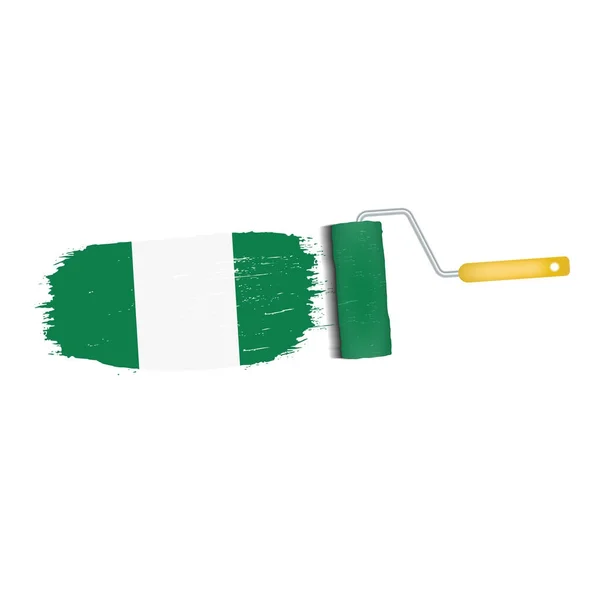 Nijerya ulusal bayrak beyaz bir arka plan üzerinde izole ile fırça darbesi. Vektör çizim. — Stok Vektör