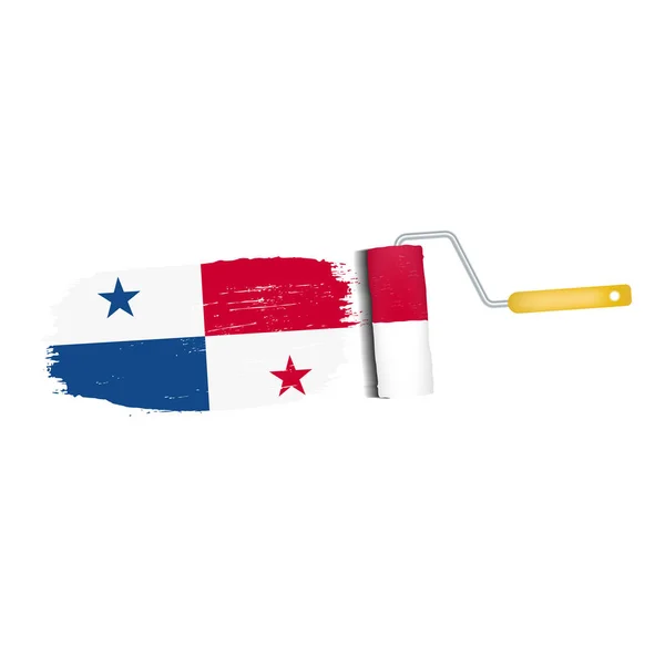 Pennellata con bandiera nazionale di Panama isolata su sfondo bianco. Illustrazione vettoriale . — Vettoriale Stock