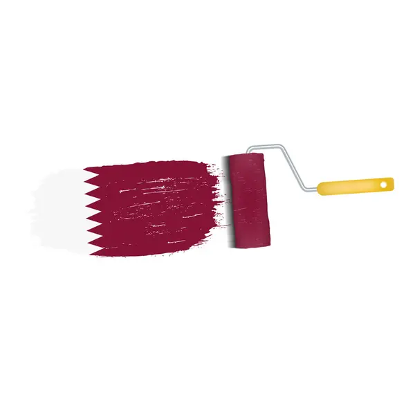 Pincelada con bandera nacional de Qatar aislado en un fondo blanco. Ilustración vectorial . — Vector de stock