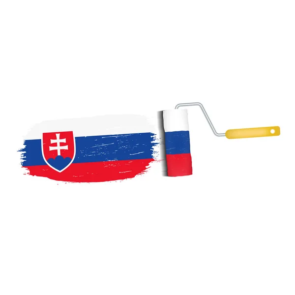 Pinselstrich mit slowakischer Nationalflagge auf weißem Hintergrund. Vektorillustration. — Stockvektor