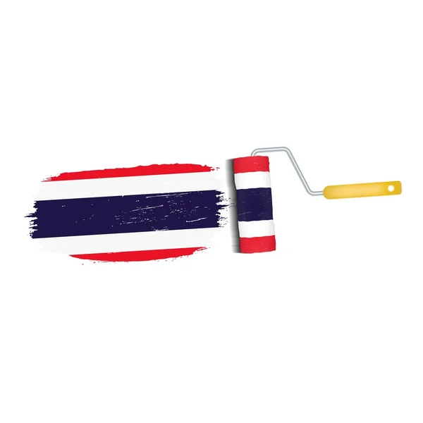 Pennellata con bandiera nazionale thailandese isolato su uno sfondo bianco. Illustrazione vettoriale . — Vettoriale Stock
