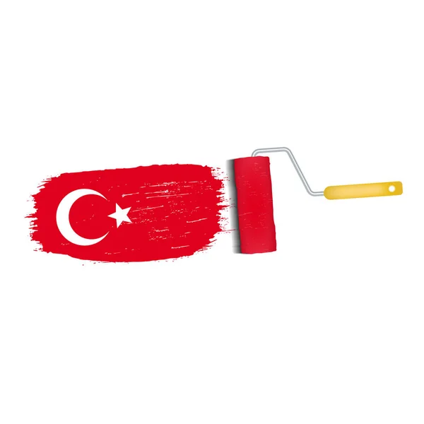 Pincelada con bandera nacional de Turquía aislada sobre un fondo blanco. Ilustración vectorial . — Vector de stock