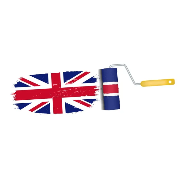 Brush Stroke With United Kingdom National Flag Isolated On A White Background (en inglés). Ilustración vectorial . — Vector de stock