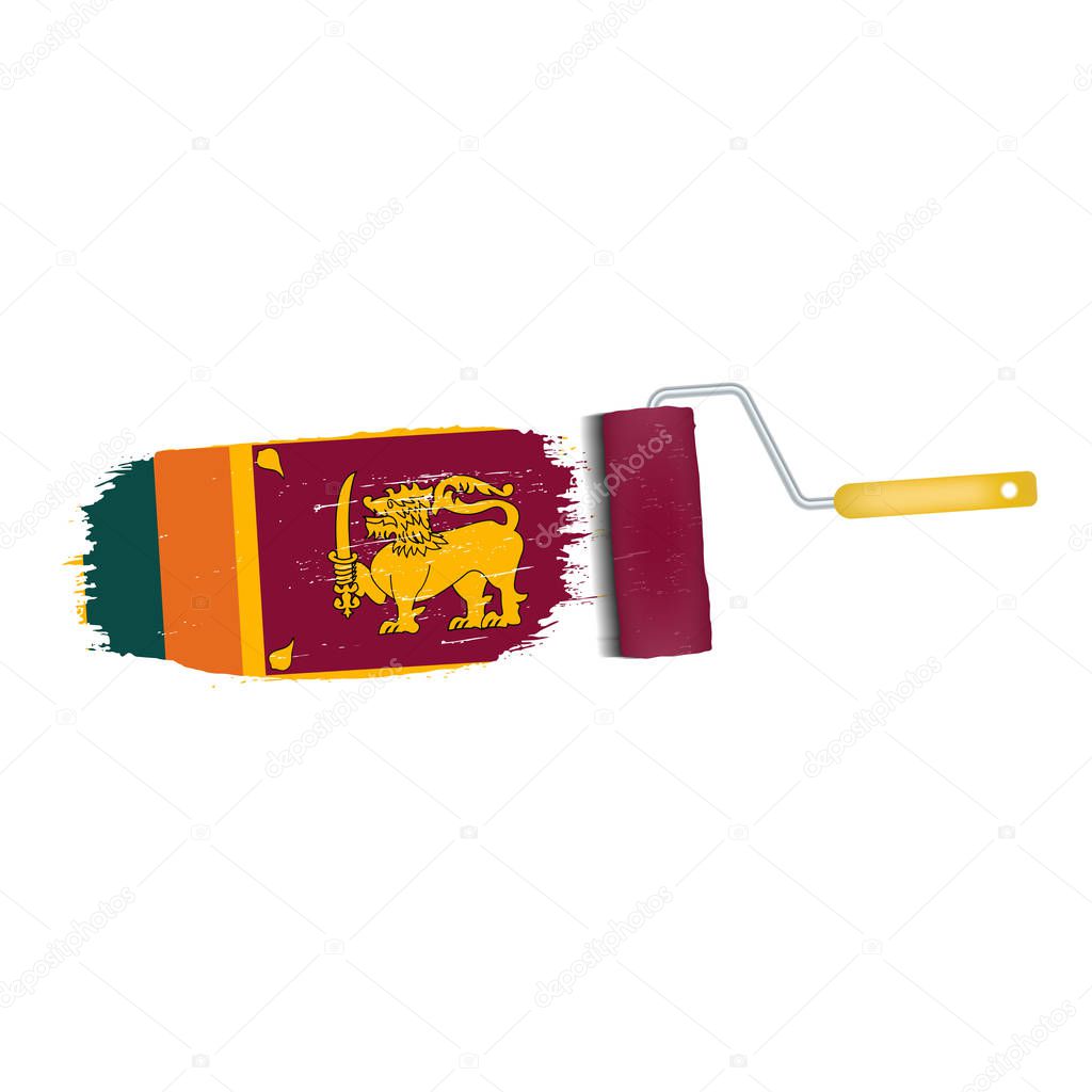 Brush Stroke With Sri Lanka National Flag Isolated On A White Background. Vector Illustration.