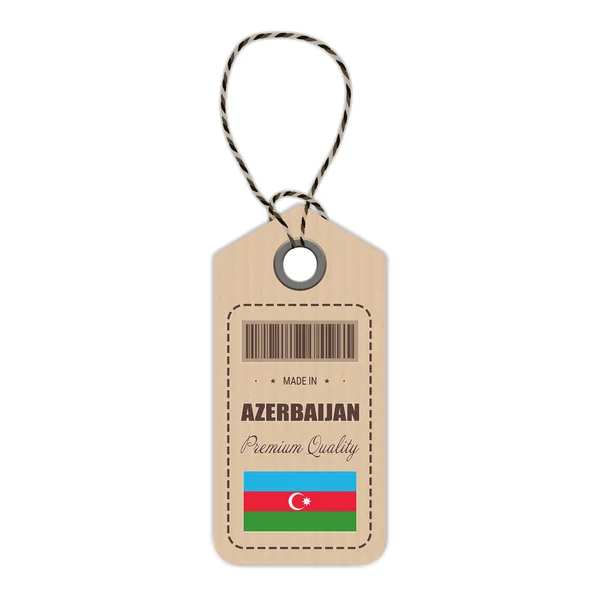 Cuelgue la etiqueta hecha en Azerbaiyán con icono de la bandera aislado sobre un fondo blanco. Ilustración vectorial . — Archivo Imágenes Vectoriales